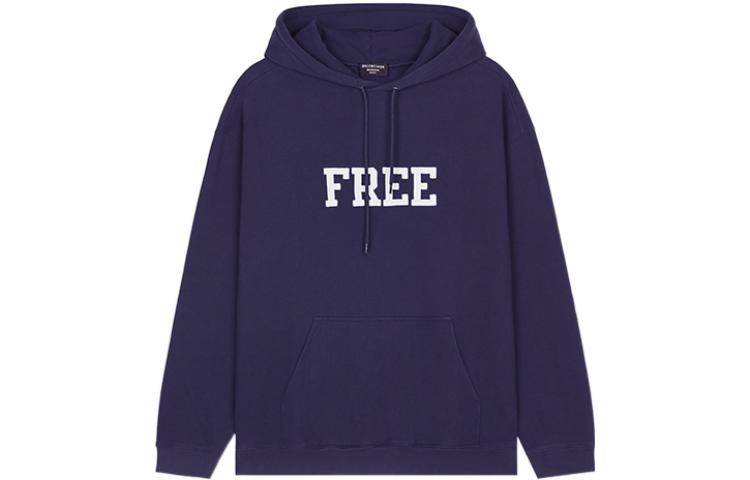 Balenciaga  Blue Hoodie with Logo Print Pullover - Slim Fit. 600583TKVD43967