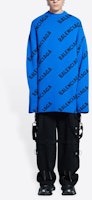 발렌시아가 블루 울 니트 스웨터 올오버 로고 - 레귤러 핏. 657400T15673964 Lookbook 발렌시아가 블루 울 니트 스웨터 올오버 로고 - 레귤러 핏. 657400T15673964
