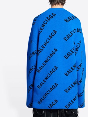 巴黎世家蓝色全Logo羊毛针织衫 - 标准版型毛衣 657400T15673964 Purchase 巴黎世家蓝色全Logo羊毛针织衫 - 标准版型毛衣 657400T15673964