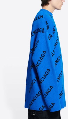 巴黎世家蓝色全Logo羊毛针织衫 - 标准版型毛衣 657400T15673964 Details for 巴黎世家蓝色全Logo羊毛针织衫 - 标准版型毛衣 657400T15673964