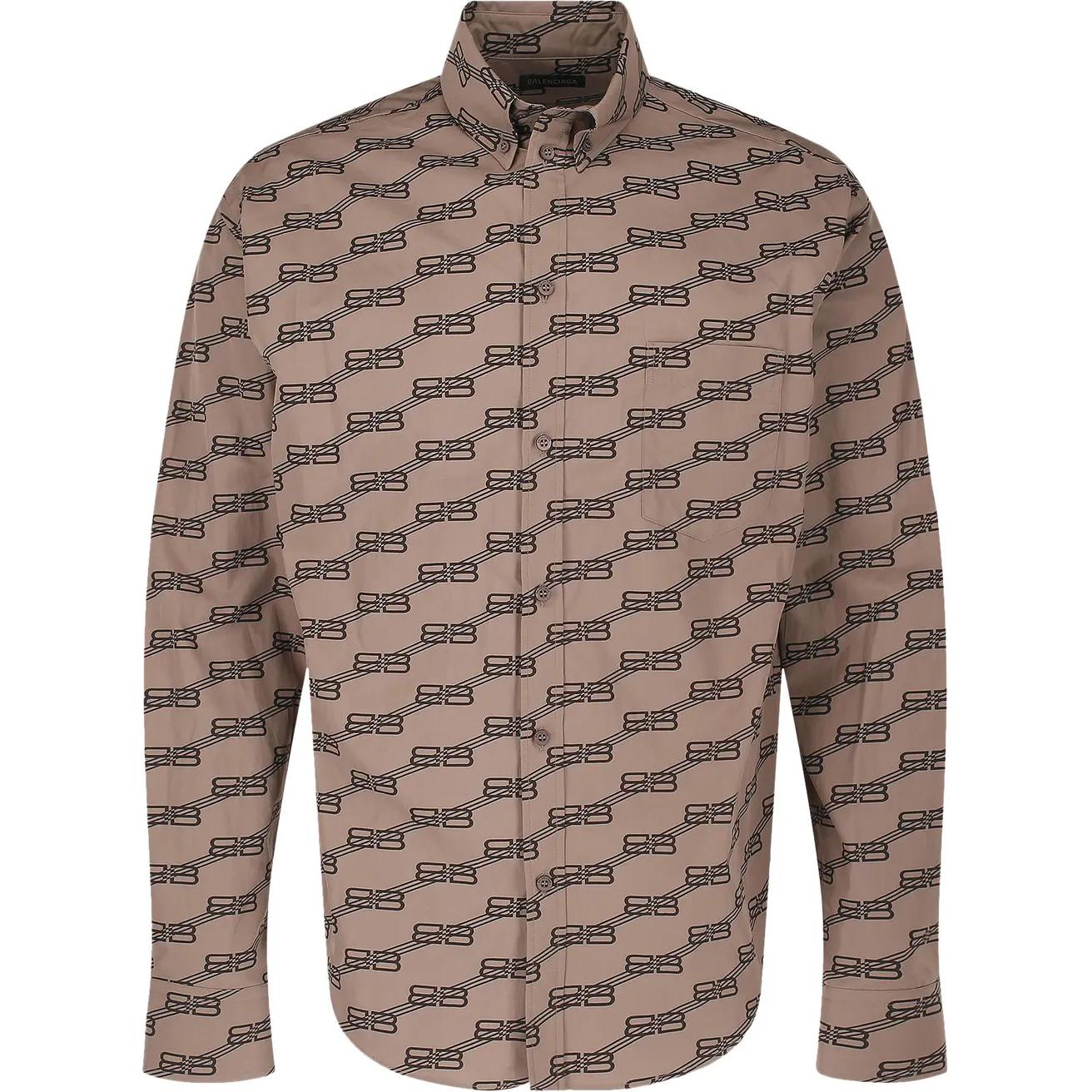 Balenciaga  Brown Logo Button-Up Long Sleeve Shirt. 662983TML369378