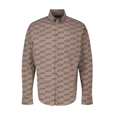 Balenciaga Brown Logo Button-Up Long Sleeve Shirt. 662983TML369378