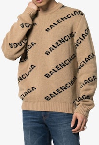 Balenciaga 棕色標誌羊毛套頭衫圓領寬鬆版型毛衣。 648433T15679364 Shop Balenciaga 棕色標誌羊毛套頭衫圓領寬鬆版型毛衣。 648433T15679364