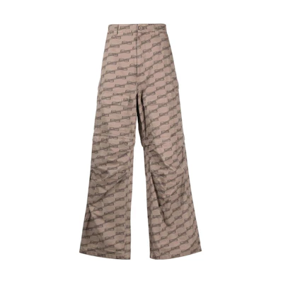 Balenciaga Brown Loose Fit Letter Logo Cargo Pants. 704423TML349378