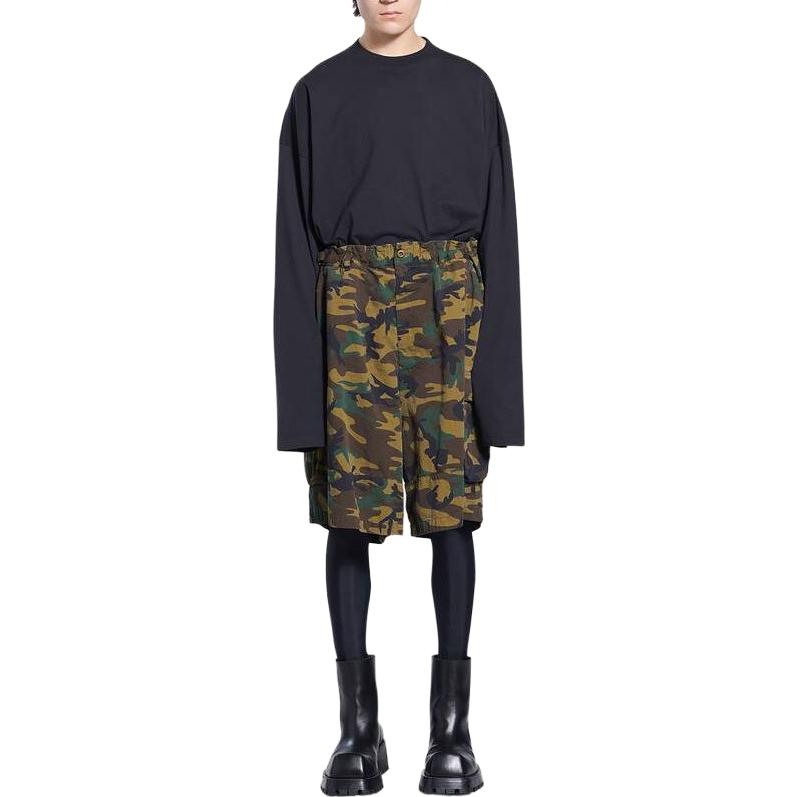 Balenciaga  Camouflage Printed Relaxed Shorts Dark Green 681257TKL142840 圖 4