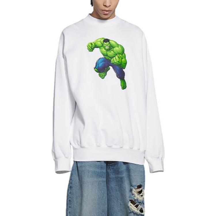 Lookbook 巴黎世家卡通印花宽松版白色圆领卫衣 671125TLV589000