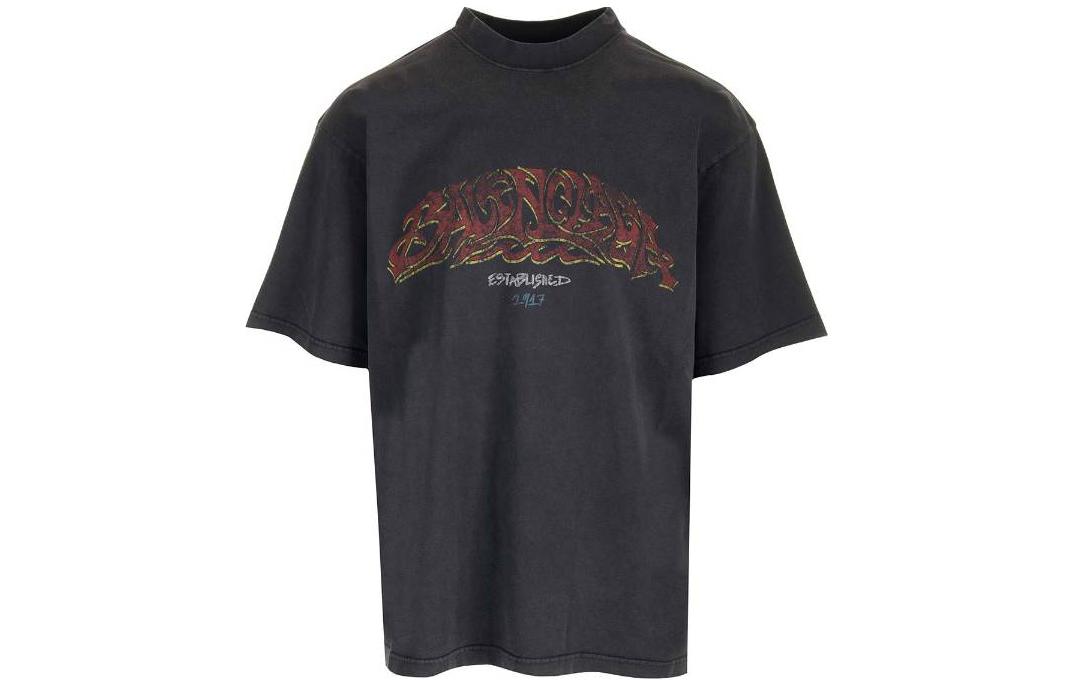 Order 발렌시아가 캐주얼 크루넥 반팔 티셔츠 그레이. 764235TPVM81568