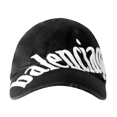 Balenciaga Cotton Baseball Cap with Diagonal Letter Embroidery. 680738410B21077