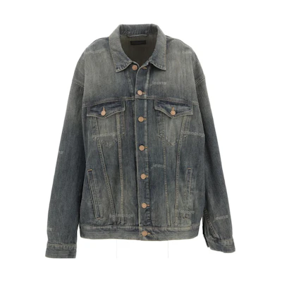 Balenciaga Distressed Button-Up Jacket in Gray Long Sleeve 745047TNW654036