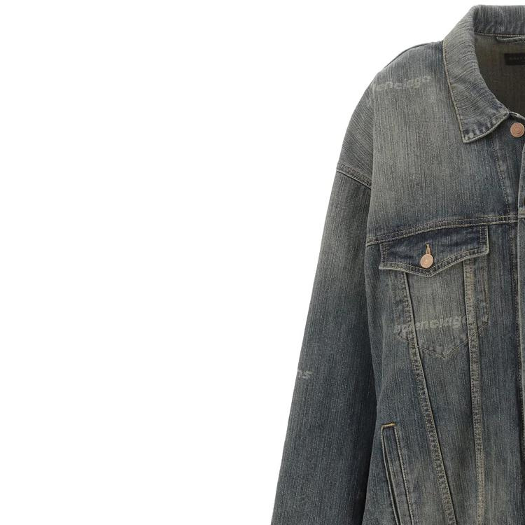 Balenciaga  Distressed Button-Up Jacket in Gray Long Sleeve 745047TNW654036 圖 8