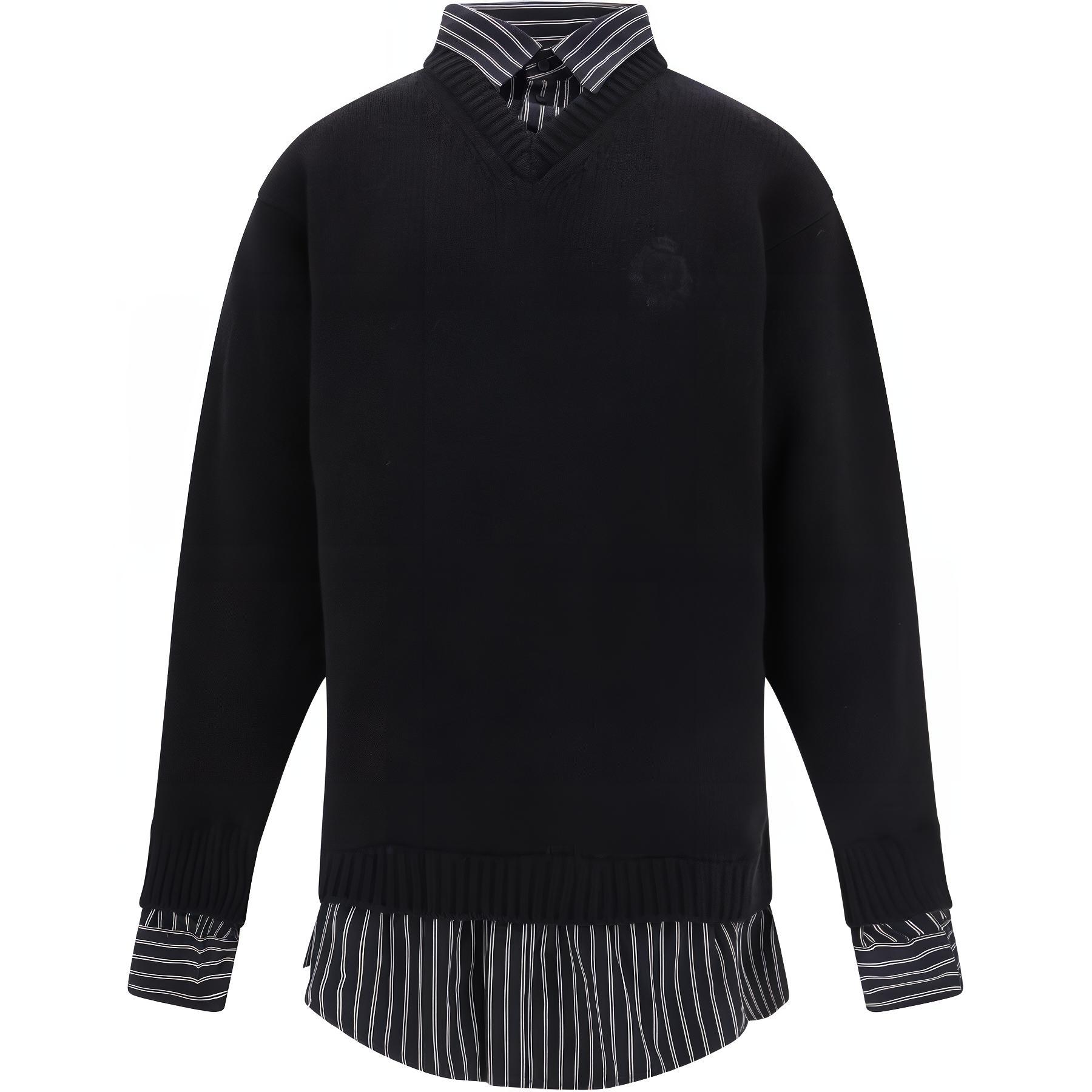 Balenciaga  Double-Layer Logo-Print Knit Long Sleeve Top Black. 809508T17121000