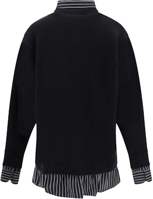Balenciaga Atasan Lengan Panjang Knit Logo Dua Lapis Hitam. 809508T17121000 Lookbook Balenciaga Atasan Lengan Panjang Knit Logo Dua Lapis Hitam. 809508T17121000