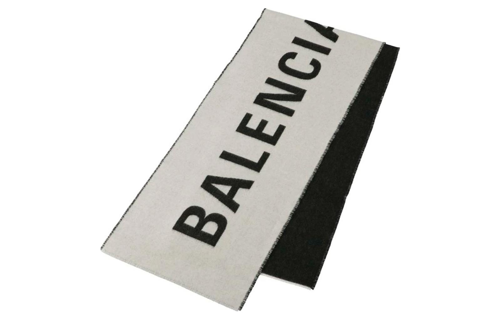 Balenciaga  Double-Sided Logo Print Wool Scarf - Gray. 512732420B09060