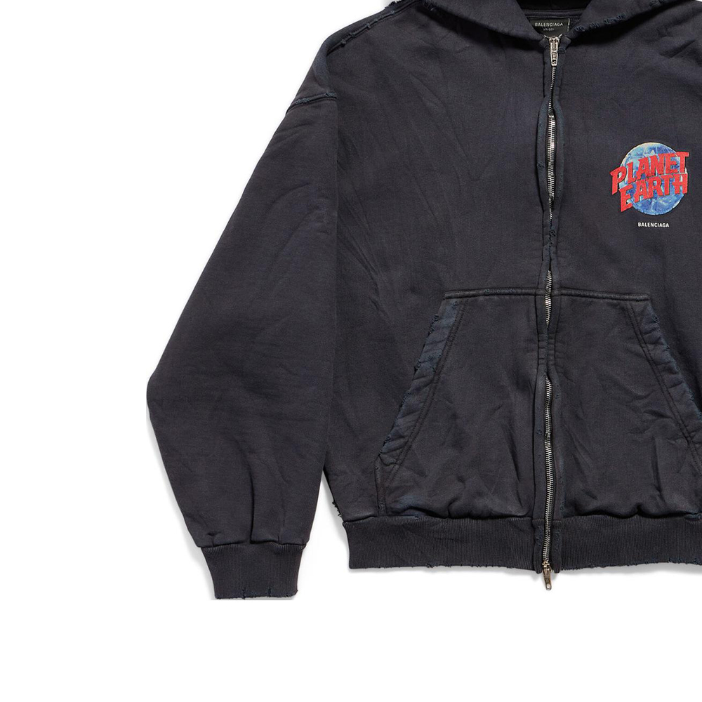 Purchase 발렌시아가 어스 그래픽 집업 후디 재킷 블랙 레귤러핏 803264TRVD11055