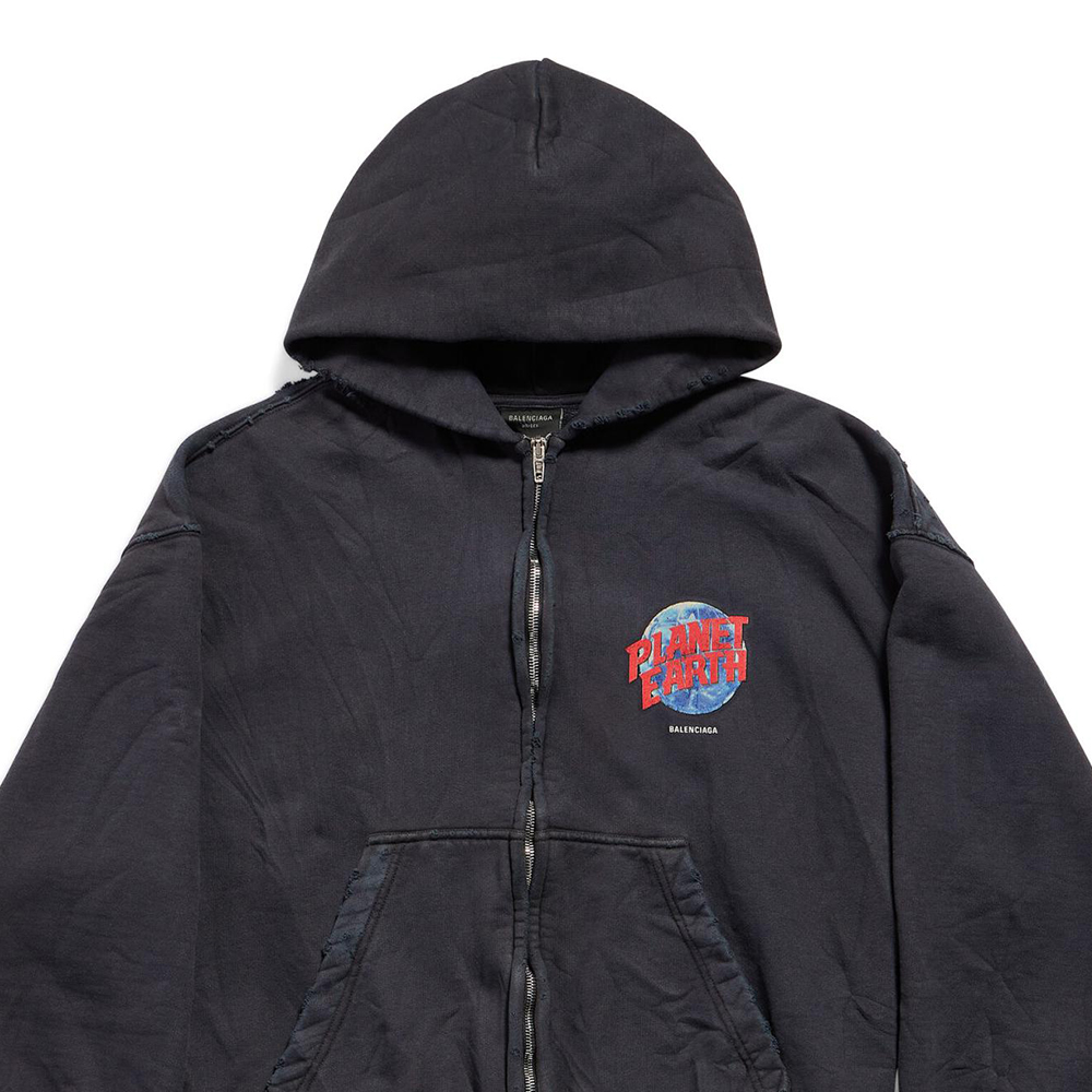 Details for 발렌시아가 어스 그래픽 집업 후디 재킷 블랙 레귤러핏 803264TRVD11055