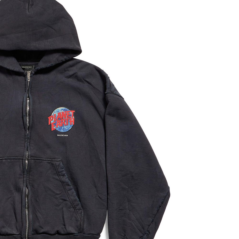 Sizing 발렌시아가 어스 그래픽 집업 후디 재킷 블랙 레귤러핏 803264TRVD11055