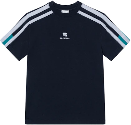 Balenciaga FW22 海軍藍條紋印花修身圓領T恤。 704070TMVG40470 Buy Balenciaga FW22 海軍藍條紋印花修身圓領T恤。 704070TMVG40470