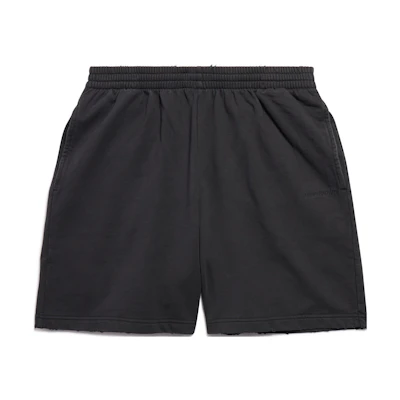 Balenciaga FW23 Black Solid Mid-Rise Straight-Fit Casual Shorts. 676137TOVM82020