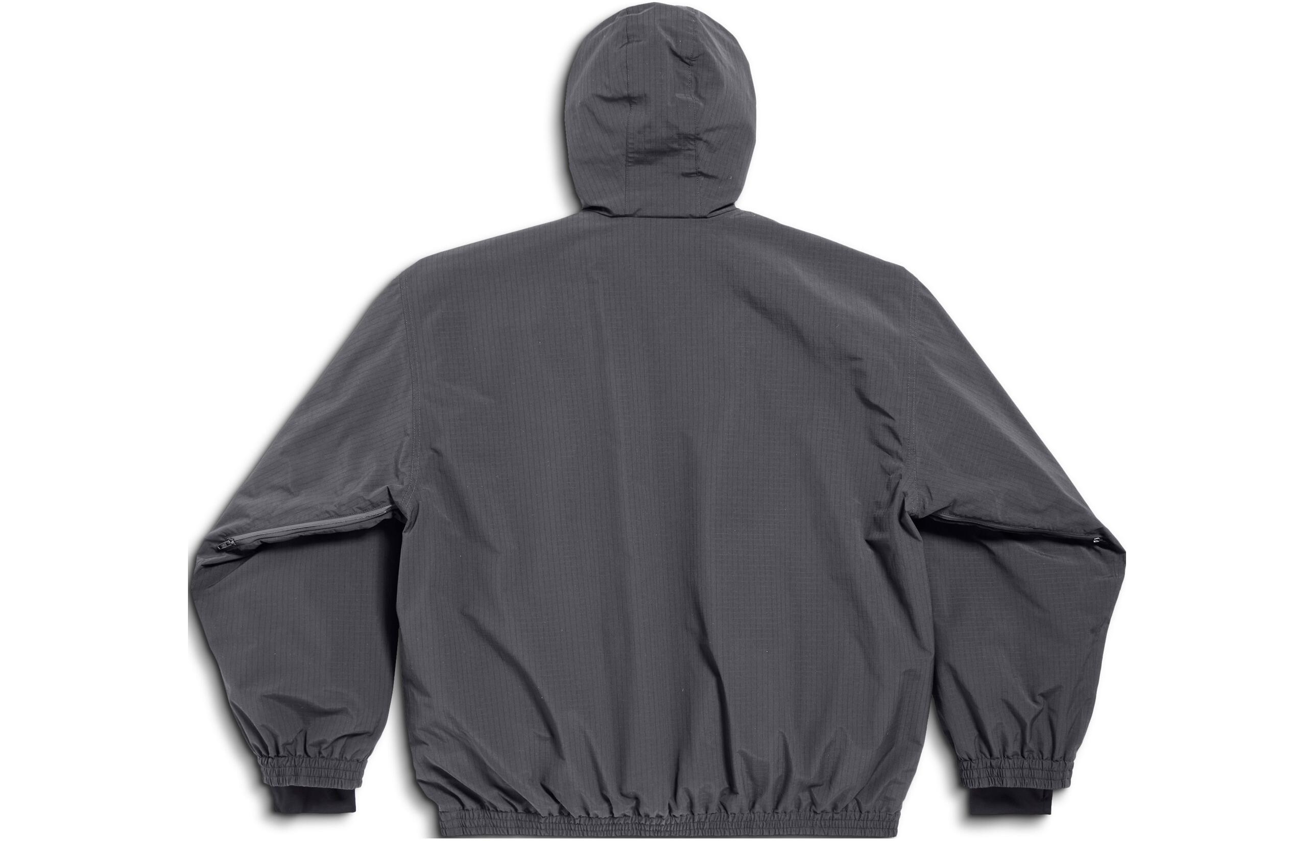 Lookbook 발렌시아가 그레이 로고 프린트 후드 스키 재킷 파카 코트. 773988TPO411441