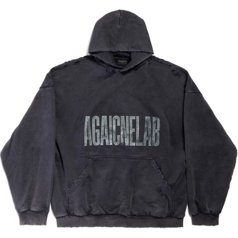 Balenciaga  Gray Oversized Hoodie with Letter Print. 803265TRVA21576