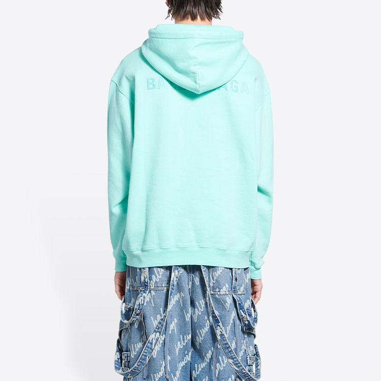 Shop Balenciaga 綠色連帽衫 純色設計及品牌標誌款式. 600583TLVB83062