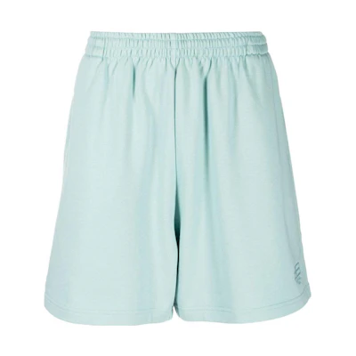 Balenciaga Green Logo Embroidered Plain Sweat Shorts. 676137TMVG64947