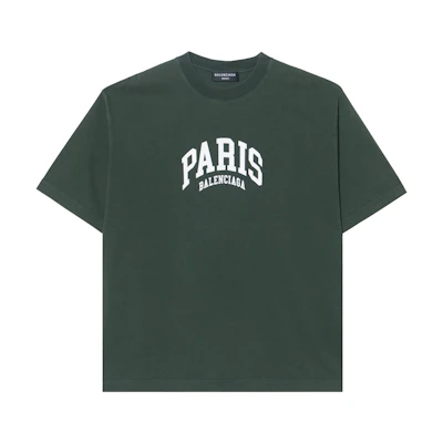 Balenciaga Green Loose Fit Letter Print Crewneck T-Shirt SS22. 612966TLVL73011
