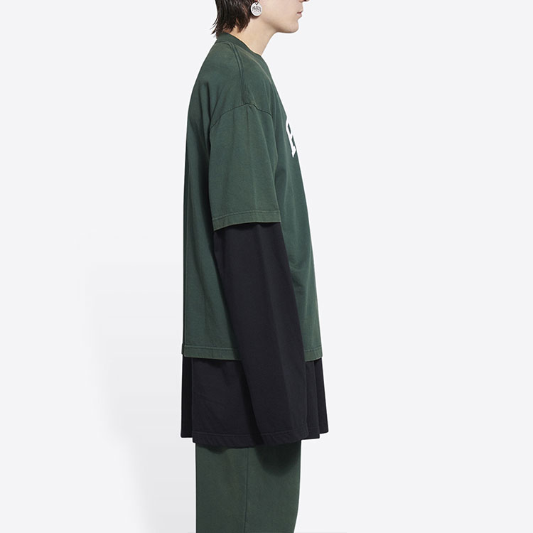 Balenciaga  Green Loose Fit Letter Print Crewneck T-Shirt SS22. 612966TLVL73011 圖 6