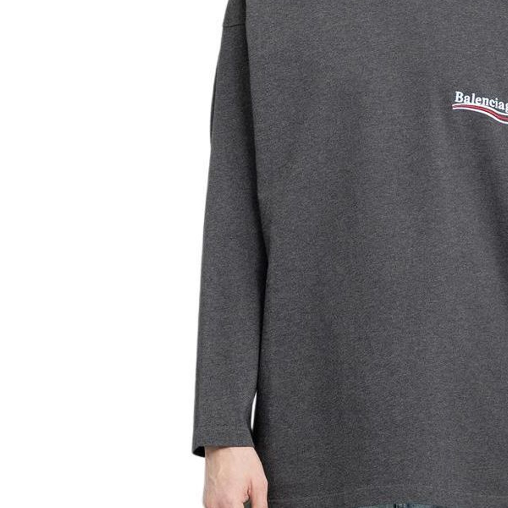 Balenciaga  Grey Embroidered Logo Crewneck Long Sleeve Oversized T-Shirt. 681046TKVJ11662 圖 6