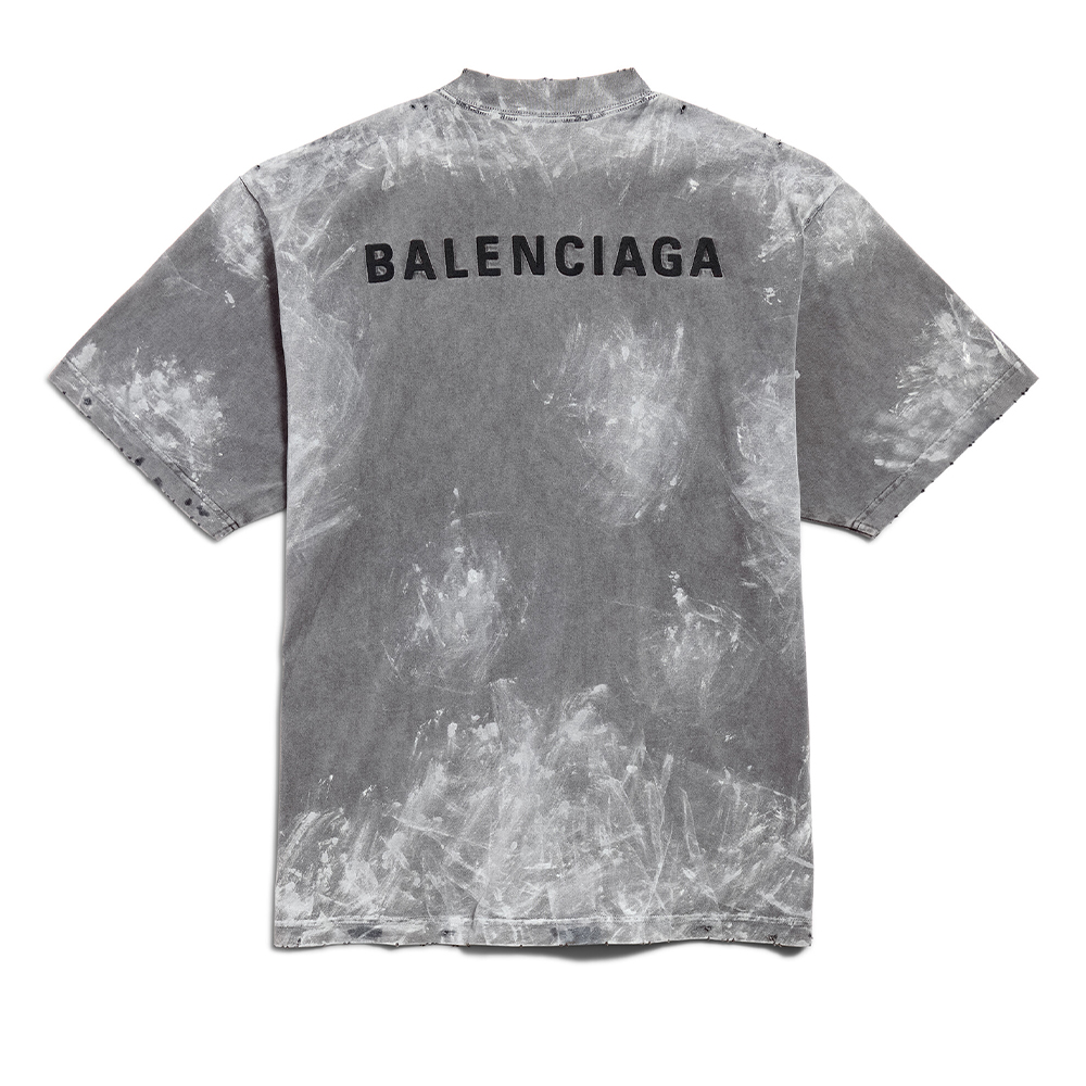 Lookbook Balenciaga  Grey Embroidered Logo Crewneck T-Shirt Regular Fit. 764235TRVI88499
