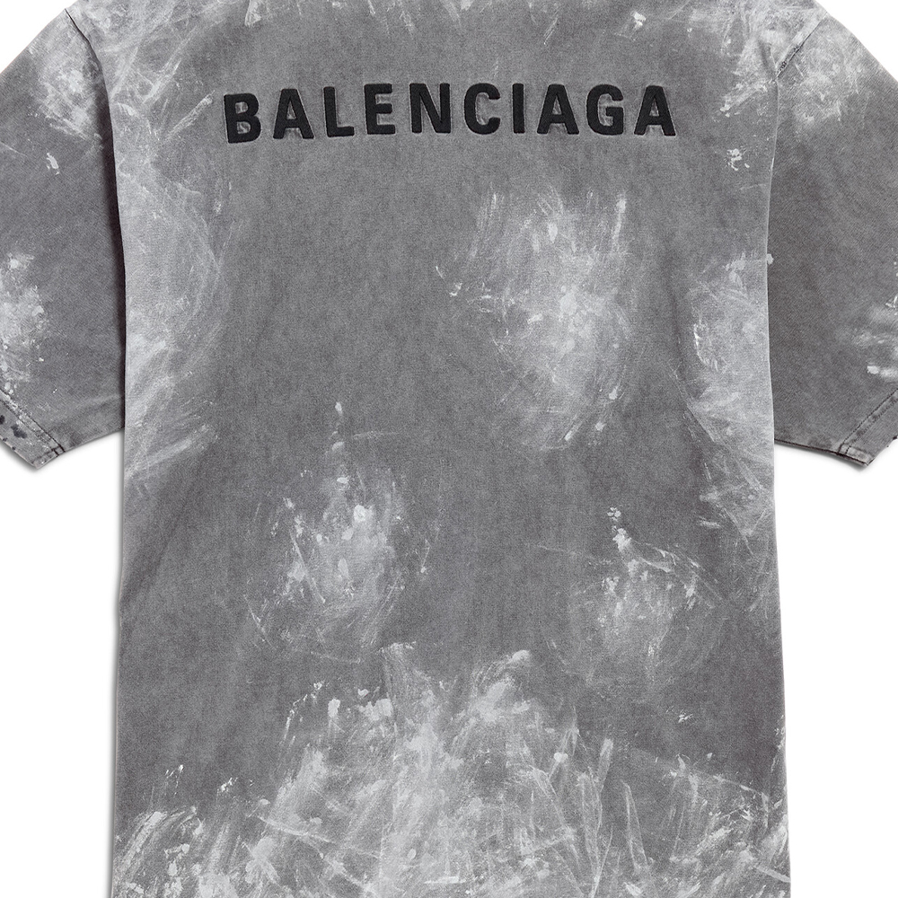 Cheap Balenciaga  Grey Embroidered Logo Crewneck T-Shirt Regular Fit. 764235TRVI88499