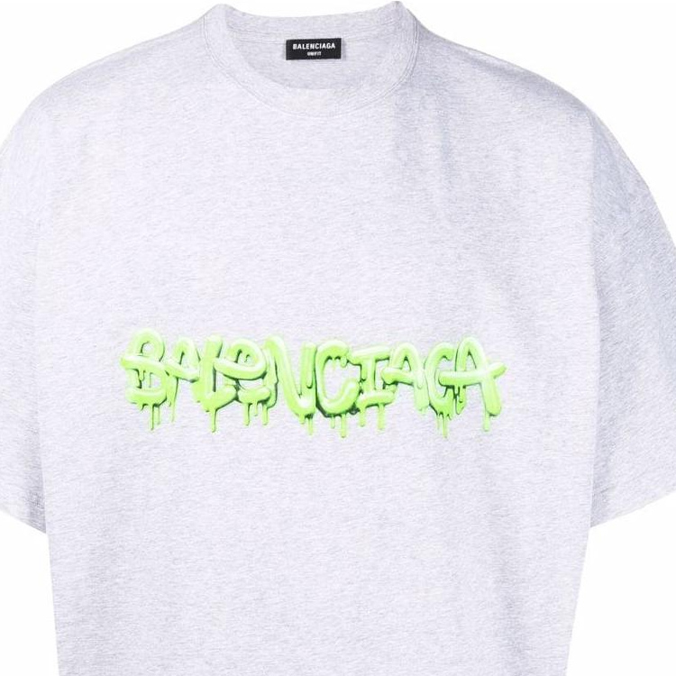 Details for 발렌시아가 그레이 그래피티 로고 프린트 루즈핏 티셔츠. 676589TLVF11203