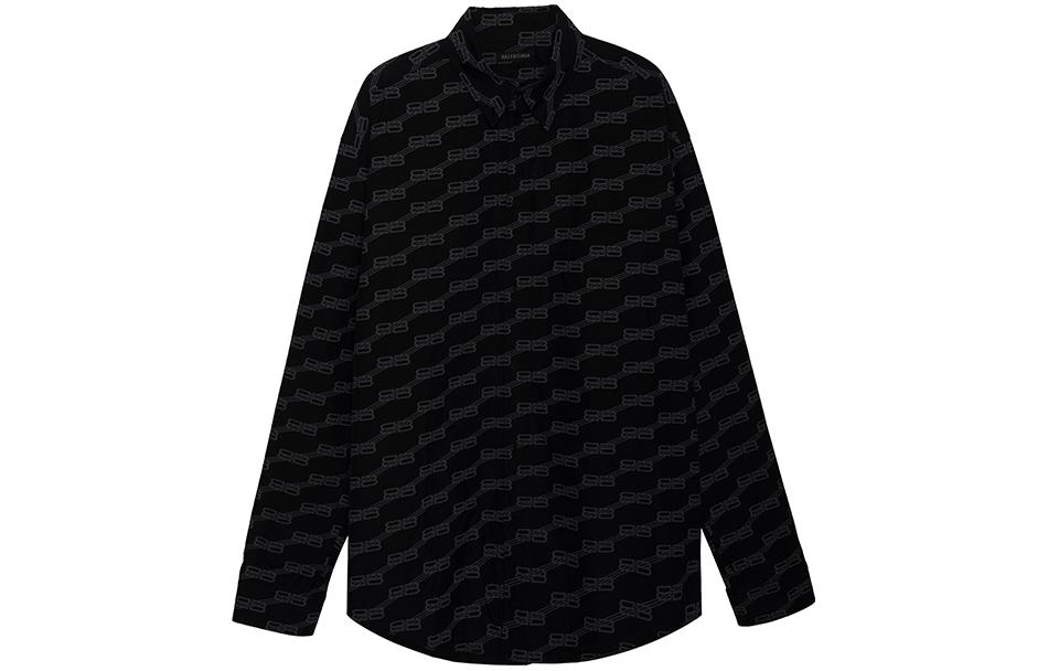 Balenciaga  Grey Loose-Fit Letter Logo Print Long Sleeve Shirt. 662983TML361269