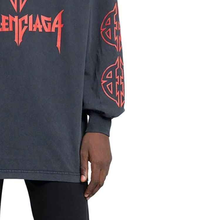 Sizing Balenciaga  Grey Oversized Letter Print Crewneck Sweatshirt. 739027TPVI21568