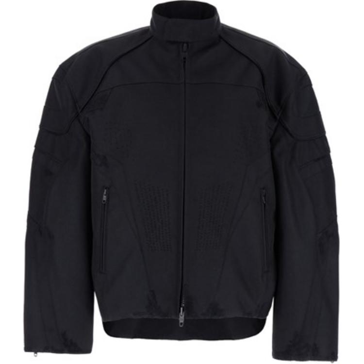 Balenciaga  High-Neck Solid Black Zipper Jacket 790734TKQ031000