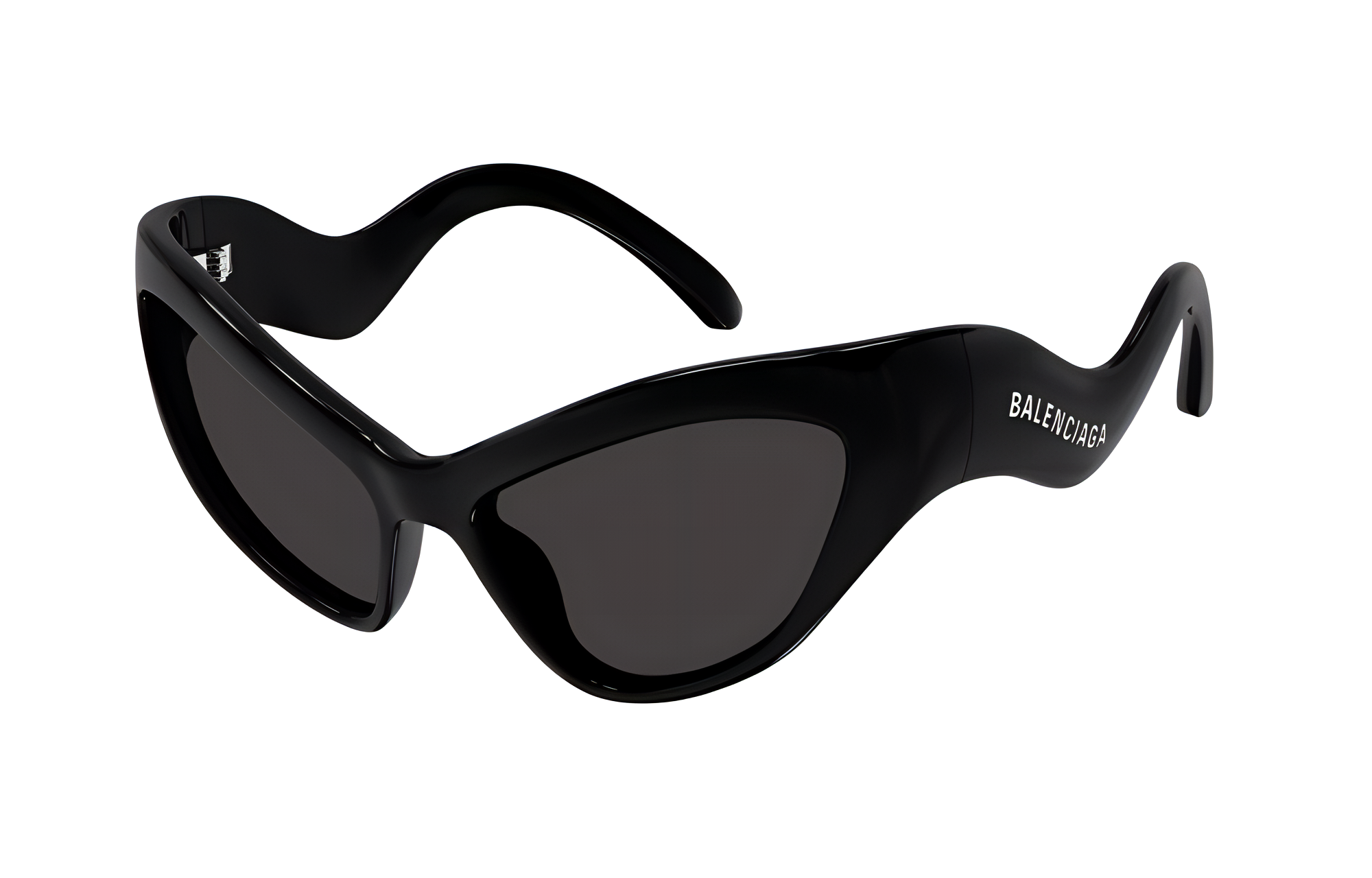 Balenciaga  Irregular Black Sunglasses with Lettered Temples. BB0319S001