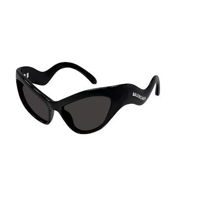 Balenciaga Irregular Black Sunglasses with Lettered Temples. BB0319S001