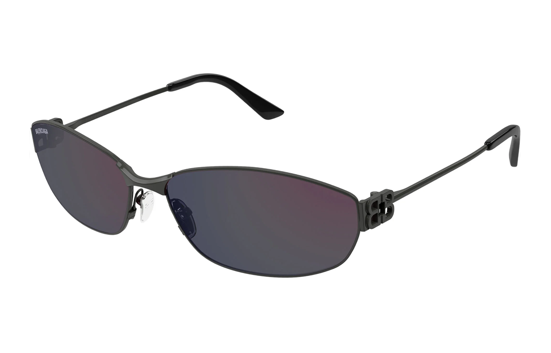Balenciaga  Irregular Sunglasses Black with Metal Logo Temple Design. BB0336S002