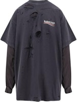 Balenciaga Logo Distressed Layered Long Sleeve T-Shirt Black. 818555TRVK89756 Balenciaga Logo Distressed Layered Long Sleeve T-Shirt Black. 818555TRVK89756