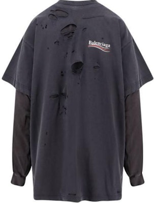 Balenciaga 标志做旧叠层长袖T恤 黑色. 818555TRVK89756 Buy Balenciaga 标志做旧叠层长袖T恤 黑色. 818555TRVK89756
