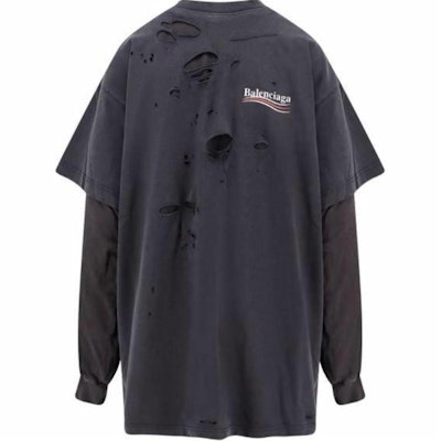 Balenciaga 标志做旧叠层长袖T恤 黑色. 818555TRVK89756 Order Balenciaga 标志做旧叠层长袖T恤 黑色. 818555TRVK89756