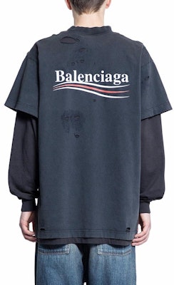 Balenciaga 标志做旧叠层长袖T恤 黑色. 818555TRVK89756 Purchase Balenciaga 标志做旧叠层长袖T恤 黑色. 818555TRVK89756