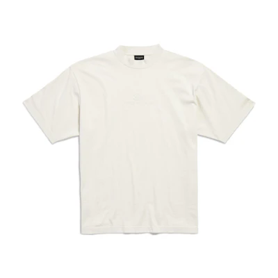 Balenciaga Logo Embroidered Crewneck T-Shirt Regular Fit Off-White. 764235TQVS89121