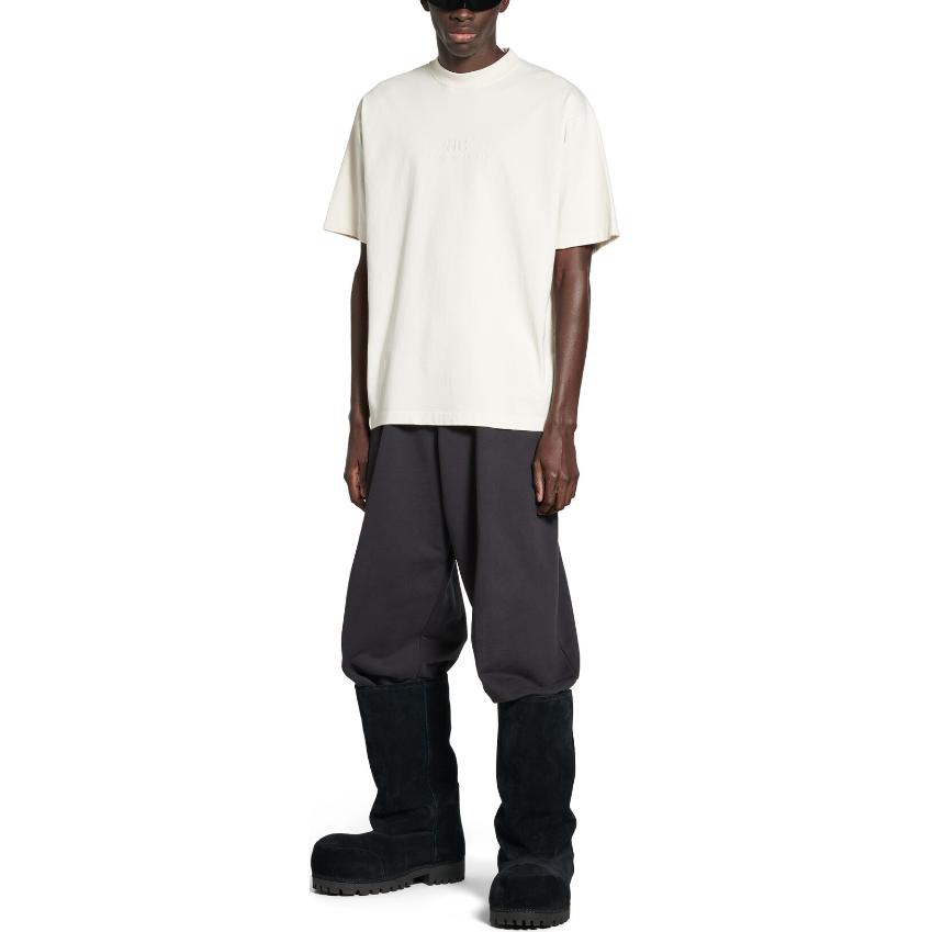 Balenciaga  Logo Embroidered Crewneck T-Shirt Regular Fit Off-White. 764235TQVS89121 圖 4