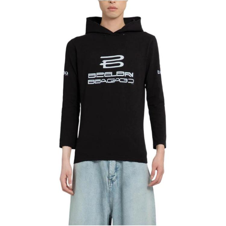 Purchase Sudadera con logo de Balenciaga, negra, corte regular. 790374TQVG29034