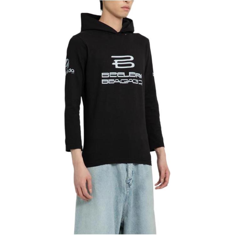 Sizing Sudadera con logo de Balenciaga, negra, corte regular. 790374TQVG29034