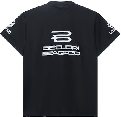 발렌시아가 로고 프린트 블랙 오버사이즈 크루넥 티셔츠. 787358TQVG11569 Buy 발렌시아가 로고 프린트 블랙 오버사이즈 크루넥 티셔츠. 787358TQVG11569