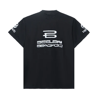 Balenciaga Logo Print Black Oversized Crewneck T-Shirt. 787358TQVG11569