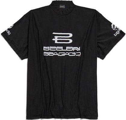 발렌시아가 로고 프린트 블랙 오버사이즈 크루넥 티셔츠. 787358TQVG11569 Order 발렌시아가 로고 프린트 블랙 오버사이즈 크루넥 티셔츠. 787358TQVG11569