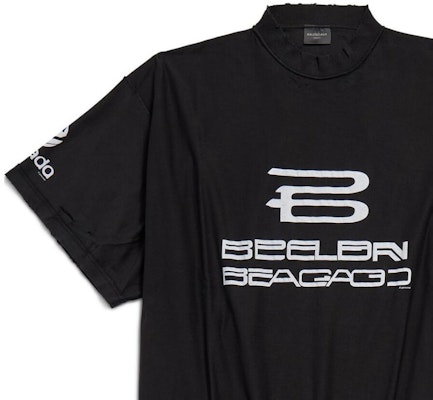 발렌시아가 로고 프린트 블랙 오버사이즈 크루넥 티셔츠. 787358TQVG11569 Details for 발렌시아가 로고 프린트 블랙 오버사이즈 크루넥 티셔츠. 787358TQVG11569